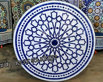 Mosaic Table, Round MosaicTable top with iron legs, Custom your outdoor dining table or indoor table, Handmade Mosaic Table .