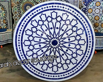 Mosaic Table, Round MosaicTable top with iron legs, Custom your outdoor dining table or indoor table, Handmade Mosaic Table