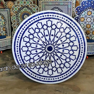 Mosaic Table, Round MosaicTable top with iron legs, Custom your outdoor dining table or indoor table, Handmade Mosaic Table .