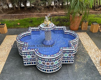 Moroccan Water Fountain - Floor fountain For your Terrace Garden - Floor Round Mosaic Fountain