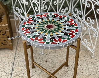 Mosaic Table With Multi Colour Tiles  for outdoor indoor Mediterranean living, Mid century Mosaic coffee Table