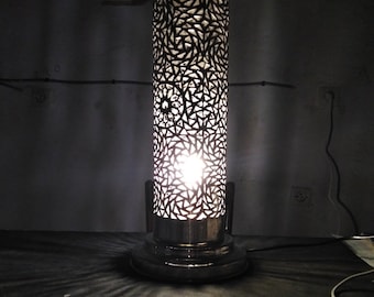 Set of 2 Moroccan Lamp standing silver lights  , Moroccan floor lamp , Moroccan standing lamp , Moroccan lighting .