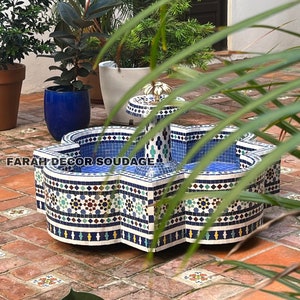 Round Mosaic Fountain For Garden, Floor Round Mosaic Fountain, Moroccan Water Fountain, Floor fountain For your Terrace Garden .