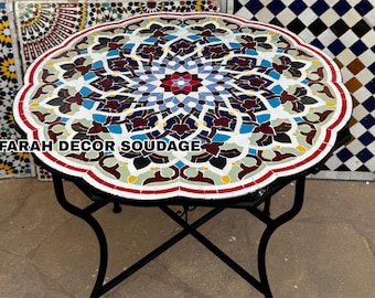 Handmade Moroccan Mosaic Table: Indoor/Outdoor Moorish Decor