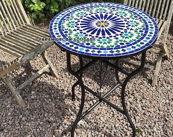 Sunflower Mosaic Table With Multi Colour Tiles  for outdoor indoor Mediterranean living, Mid century Mosaic coffee Table, Mosaic Table .
