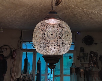 Moroccan Pendant Brass Lights , Antique brass , Moroccan ceiling light fixture , Chandelier Ceiling Fixture .