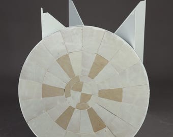 Exclusive Zellige Tile Coffee Table – Handmade Moroccan Bistro Table, Modern Metal Base .