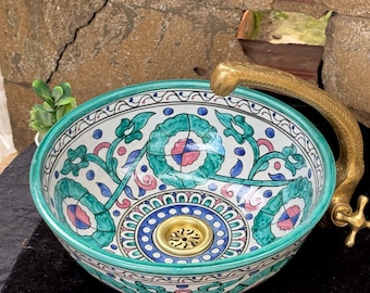 Bathroom Vessel Sink - Handmade Ceramic Basin – Artisan Clay Bathroom Lavabo – Custom Size .