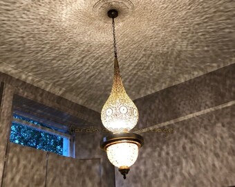 Moroccan Ceiling light fixture - Moroccan ceiling Lamp fixture - Antique brass - light fixture - Moroccan lighting - luxury lighting .