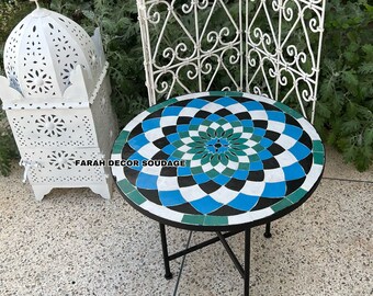Green Mosaic Table - Mosaic Table Art - Mid Century Mosaic Table - Handmade Coffee Table For Outdoor & Indoor