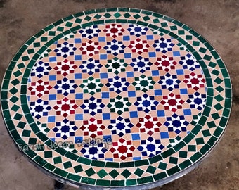 Bistro table made of mosaic , Handmade Moroccan mosaic table , outdoor  indoor Mosaic table .