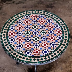 Bistro table made of mosaic , Handmade Moroccan mosaic table , outdoor  indoor Mosaic table .