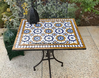 Bistro table made of mosaic For  Dining Table ,  Rectangular Moroccan Table  Outdoor/ Indoor , Mosaic Table