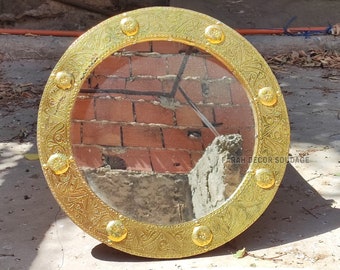 Moroccan Mirror, Wall Mirror Moroccan Brass gold, Moorish Brass Mirror, handmade Moroccan Mirror engraved Brass, Moroccan decor .