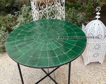 Garden Patio Handmade Outdoor Decor Table - Outdoor Indoor - Mid Century Mosaic Table- Farmhouse Handmade Colorful Artwork