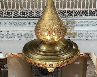 Moroccan Brass Chandelier, Moroccan ceiling light, Mediterranean Light Moroccan Brass Chandelier, Moroccan Lamp