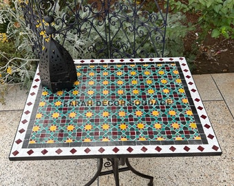 Handmade Mosaic Table, Handcrafted Rectangular Moroccan Outdoor/ Indoor Table, Moroccan bistro table made of Mosaic
