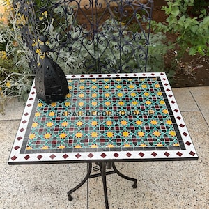 Handmade Mosaic Table, Handcrafted Rectangular Moroccan Outdoor/ Indoor Table, Moroccan bistro table made of Mosaic
