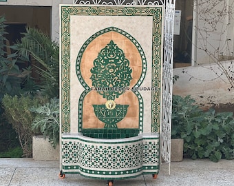 Moroccan Mosaic Fountain - Wall water fountain - Mid Century Mosaic Fountain  - Handmade fountain For Outdoor & Indoor