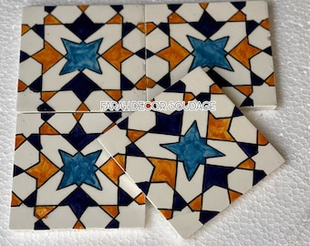 Moroccan tiles - Hand Painted Moroccan Tiles - Kitchen Tiles - Bathroom Tiles - Ceramic Accent Tiles - Decorative Tiles