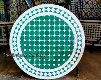 CUSTOMIZABLE  Green Mosaic Table - Mosaic Table Art - Mid Century Mosaic Table - Handmade Coffee Table For Outdoor & Indoor