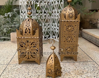 Moroccan Lanterns Boho Candle Holder,  Gold Moroccan Candle Lanterns , Moroccan Lantern , Moroccan lamps , Oriental iron lantern