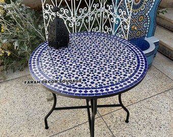 Moroccan Mosaic Table Handmade, Handcrafted Round Moroccan Outdoor/ Indoor Mosaic, Mosaic Table, Multi Color Tile