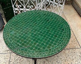 Moroccan  Mosaic Table Handmade , Handcrafted Round Moroccan Outdoor/ Indoor Mosaic , Mosaic Table Multi-Color