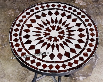 Mosaic Table, Round MosaicTable top with iron legs, Custom your outdoor dining table or indoor table, Handmade Mosaic Table .
