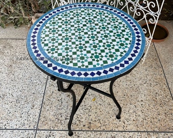 Mosaic Table, Round MosaicTable top with iron legs, Custom your outdoor dining table or indoor table .