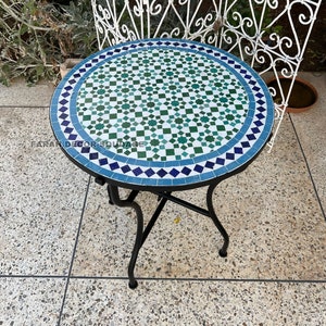 Mosaic Table, Round MosaicTable top with iron legs, Custom your outdoor dining table or indoor table .