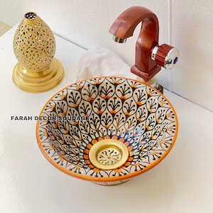 Handmade Moroccan Ceramic Sink: Hand-Painted Washbasin