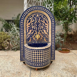 Handmade Mosaic Fountain for outdoor and Garden decor, Tree of life Mosaic Fountain, water inside fountain .