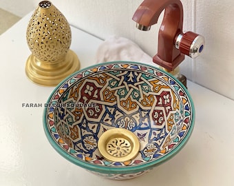 Moroccan Sink Washbasin Wash Basin Ceramic Handmade Hand Painted  - Moroccan ceramic sink - Pottery handmade sink .