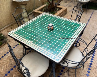 Style Your Patio - Square Mosaic Table - Handmade Outdoor Coffee Table - Mid Century Mosaic Table - Square Bistro Table