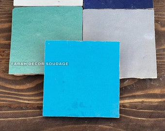 Handmade Moroccan Zellige - Natural Sky Blue Zellige - Fez Handmade Clay Terracotta Tile Moroccan Zellige - Blue Tiles