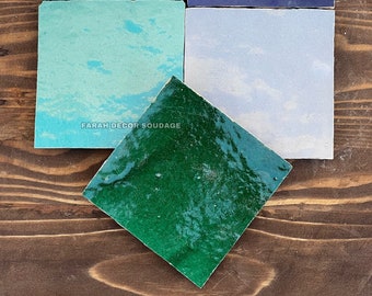 Handmade Moroccan Zellige - Natural Emerald Green Zellige - Fez Handmade Clay Terracotta Tile Moroccan Zellige -