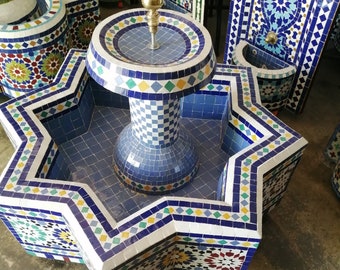 Moroccan floor Fountain made from mosaic tiles, Moroccan Water Fountain, Floor fountain For your Terrace Garden .