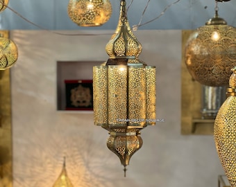 Moroccan Ceiling Lamp - Moroccan Pendant Lamps - Decor Lighting - Pendant Light Brass Vintage Handmade