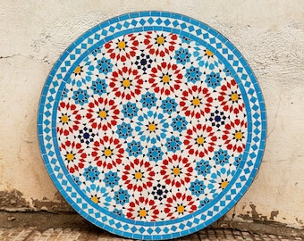 Moroccan Mosaic Table Handmade, Handcrafted Round Moroccan Outdoor/ Indoor Mosaic, Mosaic Table, Moroccan decor .