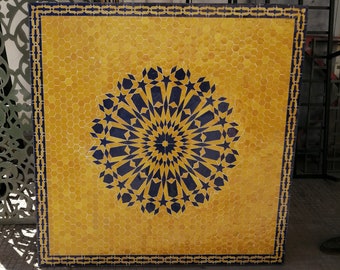 Square Mosaic Handmade Outdoor Coffee Table - Complicated Mosaic Pattern multi-colored Table - Square Bistro Table GIFT