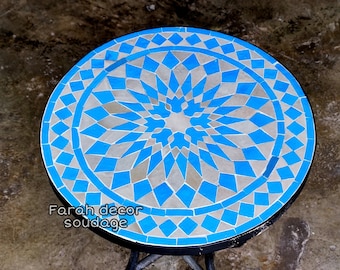 Handmade Moroccan mosaic table - outdoor & indoor Mosaic table - Round Moorish Mosaic Table - Mosaic Table .