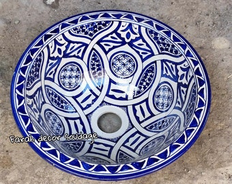 Ceramic Sink , Moroccan ceramic sink , handmade and hand painted , handmade sink , Bathroom Sink Basin , Pottery Sink , Moroccan washbasin.