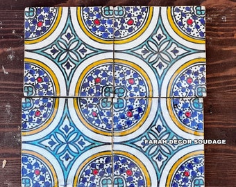 Carrelage marocain 4 po. × 4 po. - Carrelage marocain peint à la main - Rehaussez votre décoration intérieure - Carreaux d'accent en céramique