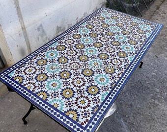 Rectangular Mosaic Table - Mosaic Table Art - Mid Century Mosaic Table - Handmade Table For Outdoor & Indoor