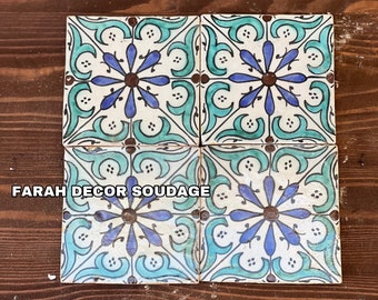 10 TILES - 4"×4" Moroccan Tiles - Hand Painted Moroccan Tiles - Kitchen Tiles - Bathroom Tiles - Ceramic Accent Tiles -