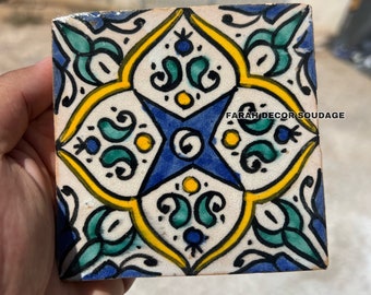 4"×4" Moroccan tiles - Hand Painted Moroccan Tiles - Kitchen Tiles - Bathroom Tiles - Ceramic Accent Tiles