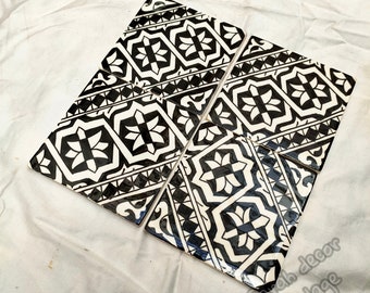 Hand Painted Moroccan tiles, 4"× 4" Moroccan Tiles, Kitchen Tiles , Bathroom Tiles, Ceramic Accent Tiles, Decorative Tiles, Moroccan Decor .