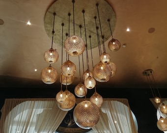Moroccan ceiling light , Pendant Light Moroccan Brass Chandelier, Ball Brass Pendant Light For Home and Bar Light Decor