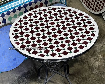 Bistro table made of mosaic - Handmade Moroccan Mosaic Table - Moroccan Tile Color - Round Moroccan garden table .